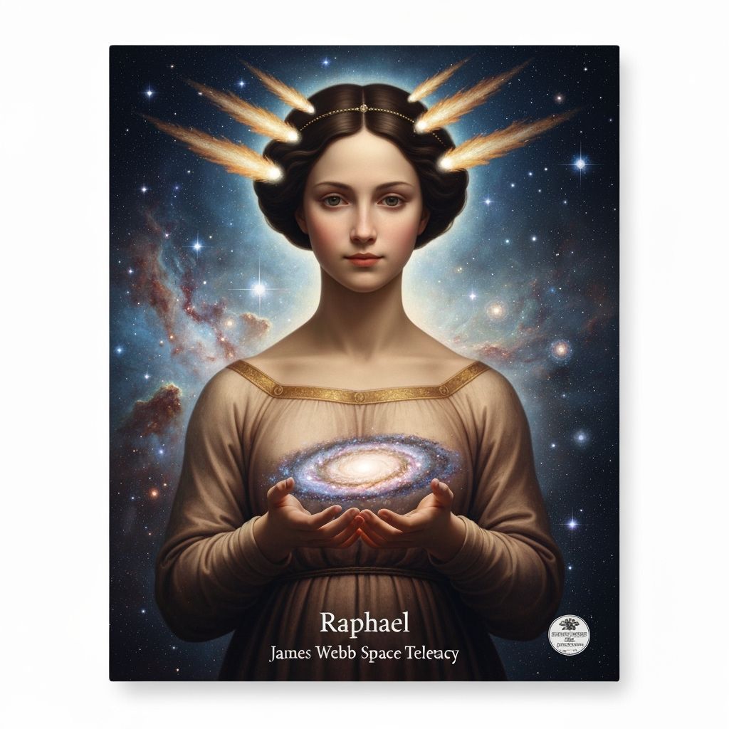 Woman Holding Galaxy: Renaissance-Style Cosmic Oil Painting