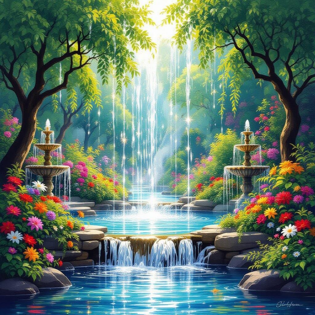 Water Transforms Canvas Into Vibrant Garden