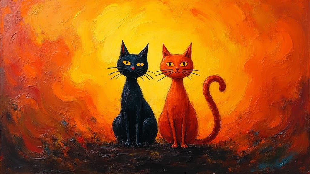 Vibrant Figures in Expressionist Impasto Landscape