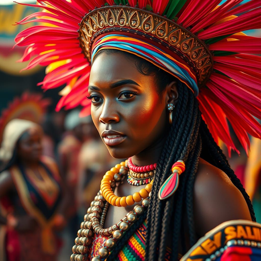 hausa woman in traditional costume during a festival dancing...