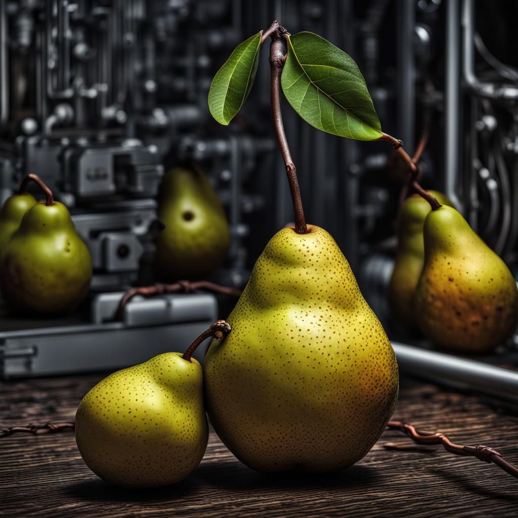 Hyperrealistic Electric Pear with Intricate Details
