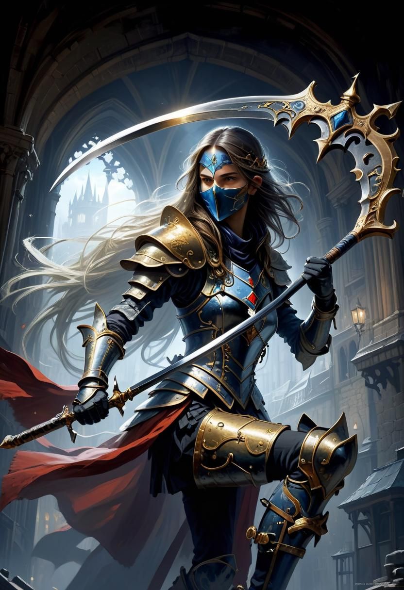 Female Knight with Lance: A Digital Warrior