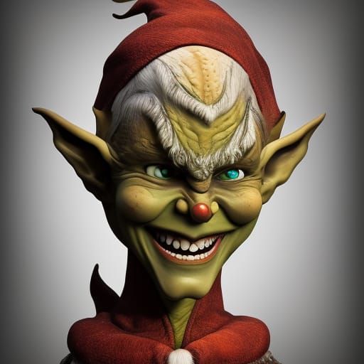 Grinning Grotesque Alabaster Elf in Hyperrealistic Splash Ar...
