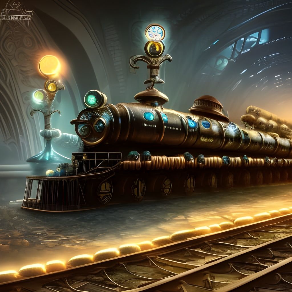 Ethereal Elf Steam Train in Steampunk Fantasy