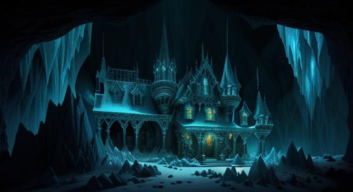 Celtic Warrior in Crystal Cavern: Gothic Art Nouveau