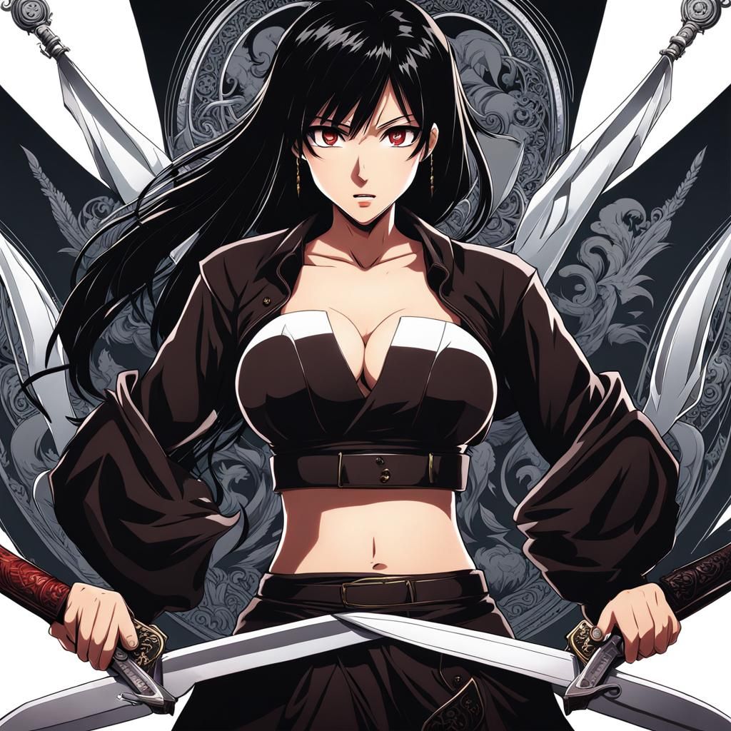 Anime Woman with Knife in 40K Style