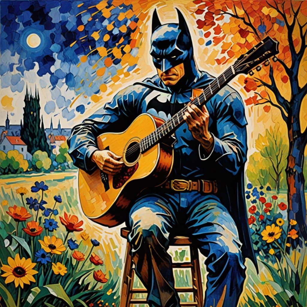 Batman in Vibrant Abstract Expressionism