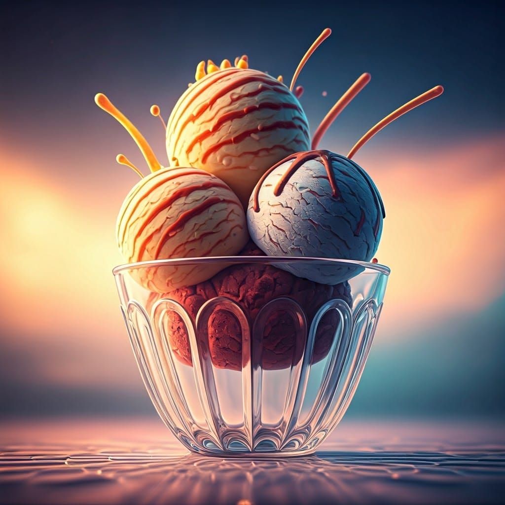 An ice cream cup with three tantalizing and delicious ice cr...