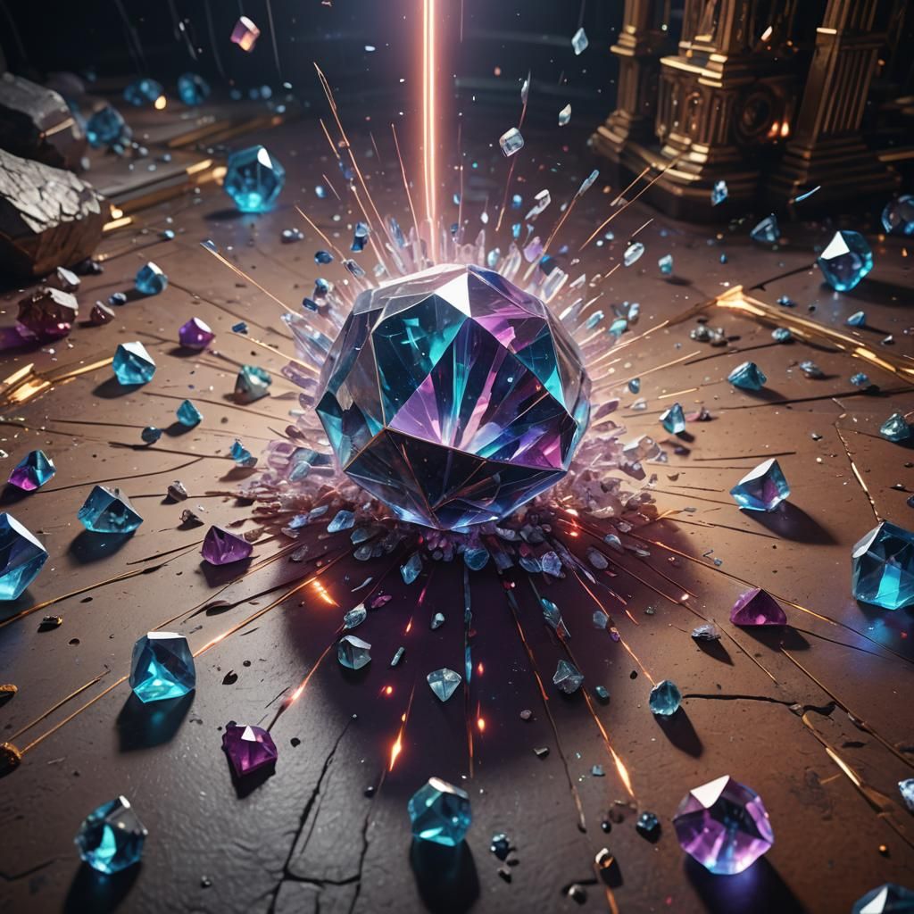 Crystals Emit Light Beams: Fantasy Concept Art