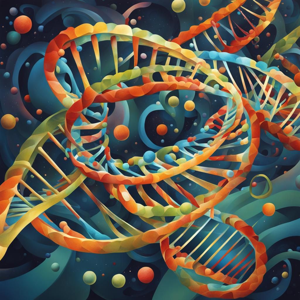 Surreal DNA Double Helix Abstract Shapes