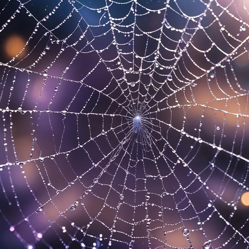 Milky Way Galaxy Reflected in Spiderweb Dew