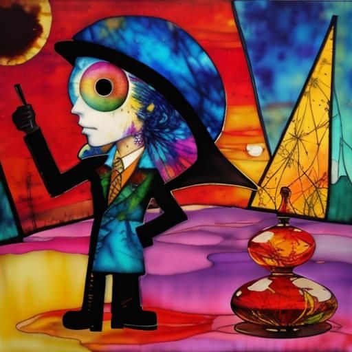 Encaustic Spring Landscape with Golden Ratio