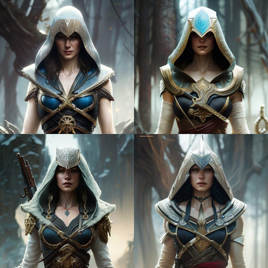 Fierce Female Assassin Portrait in Hyperdetailed Style