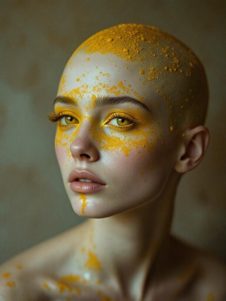 Woman in Yellow Stain: Fine Art Portrait in Rockwell Style