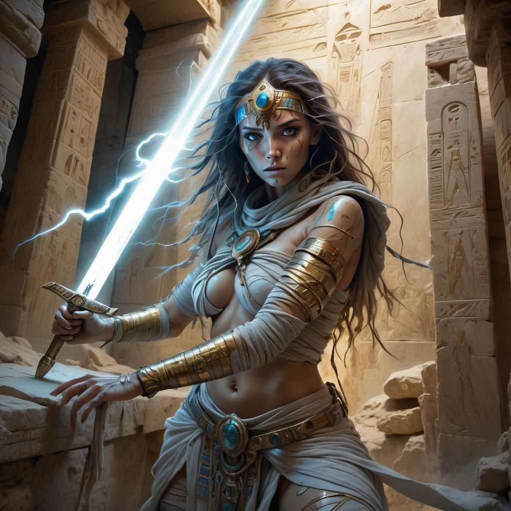 Egyptian Mummy Warrior with Lightning Sword