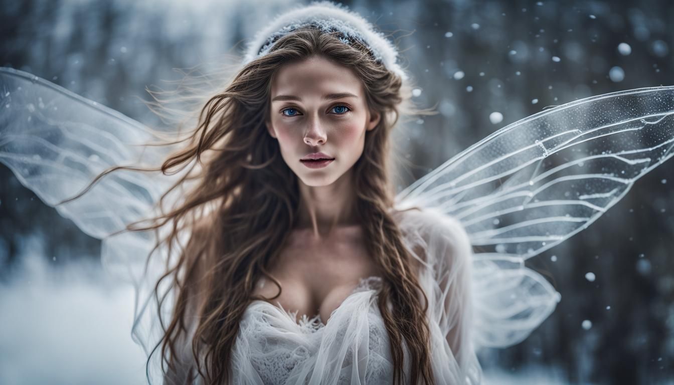 Ice Fairy in Winter Ambiance, Detailed Portrait