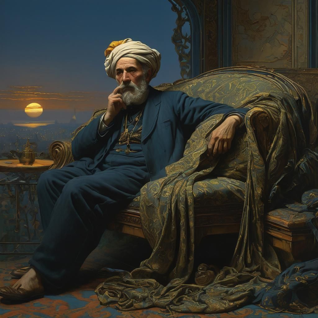 Harp Player in Hyperrealism Art Deco Style