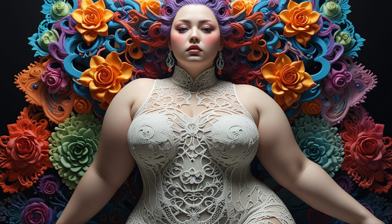 Surreal Body Portrait with Plasma Coronas in Loish Style