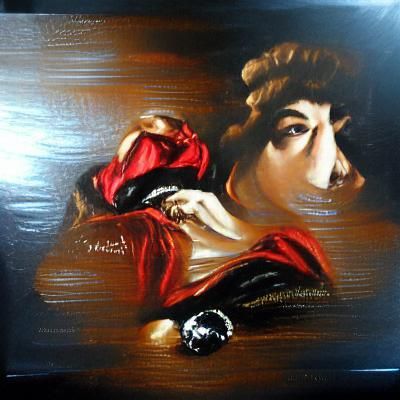 Baroque Countess Portrait with Red Slashes