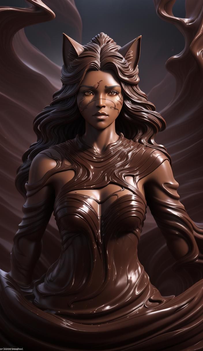 Velvet Chocolate Cat Enchantress in High-Res Fantasy Art