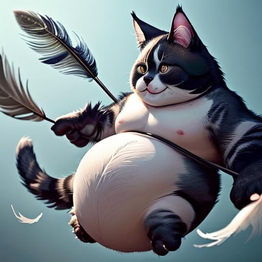 Pleased Overweight Cat Rests After Bird Feast