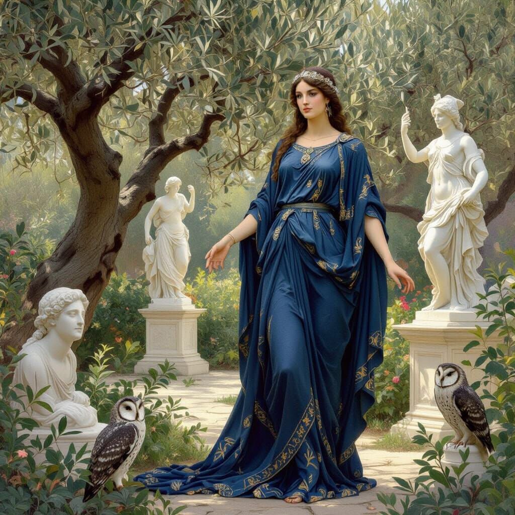 Athena in a Serene Garden, Renaissance Painting