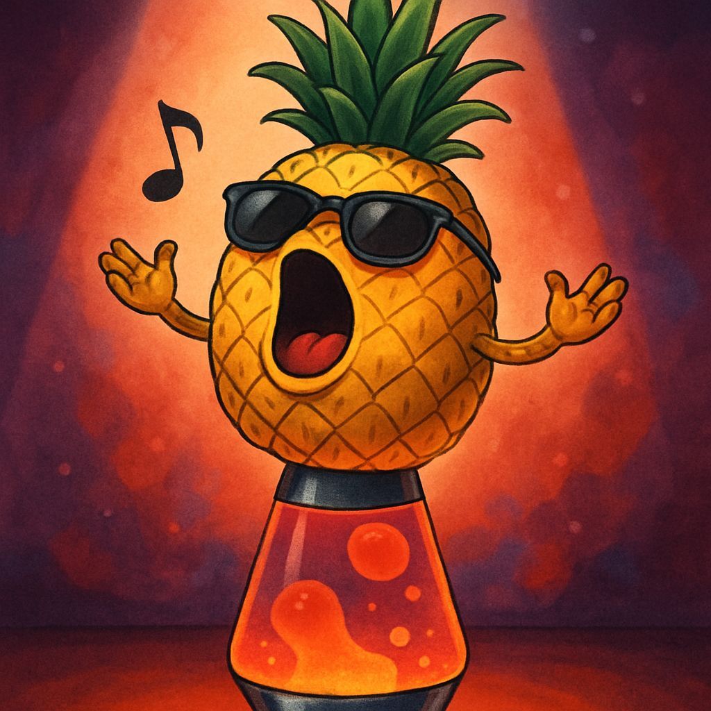 Opera Singing Pineapple on Lava Lamp Stage