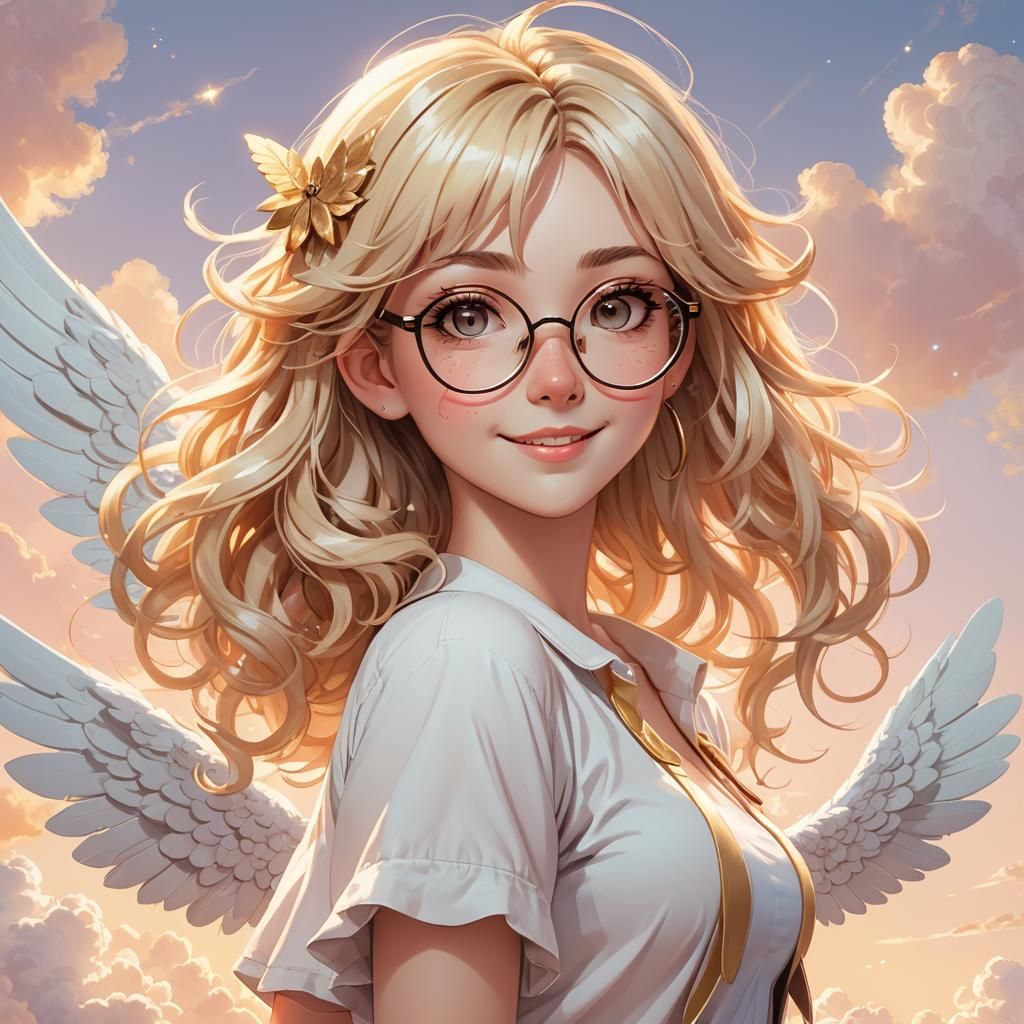 Anime Angel Girl in Soft Pastel Colors