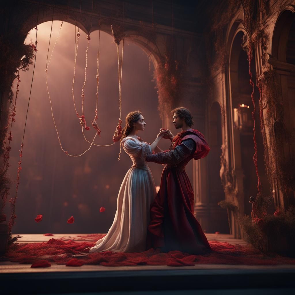 String Puppets of Romeo and Juliet in Love