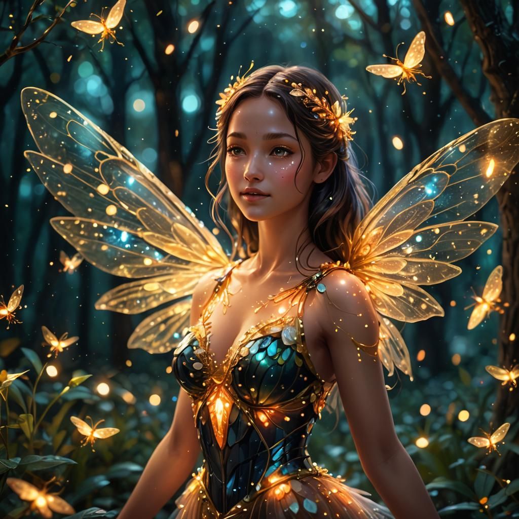 Magical Firefly in Agartha Forest: Fantasy Concept Art