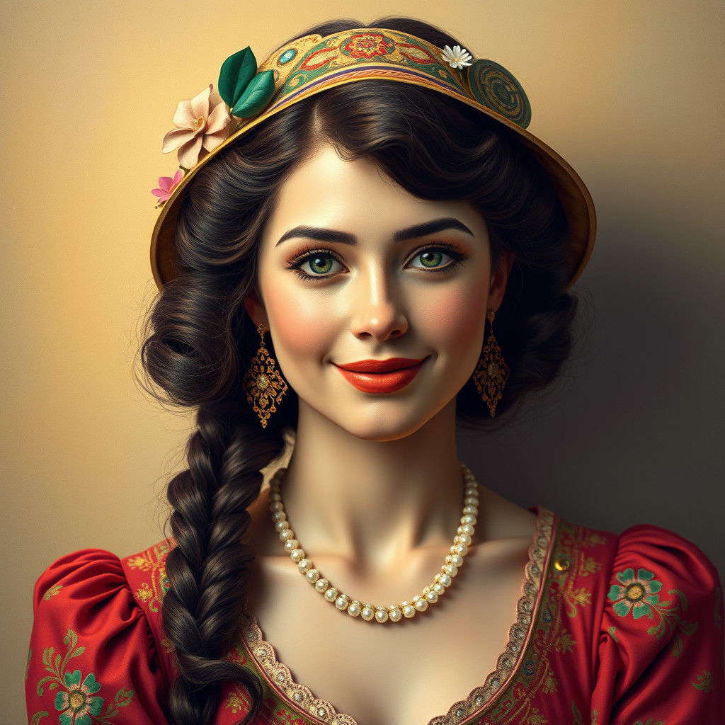 Elegant Lady Portrait in Art Nouveau Style