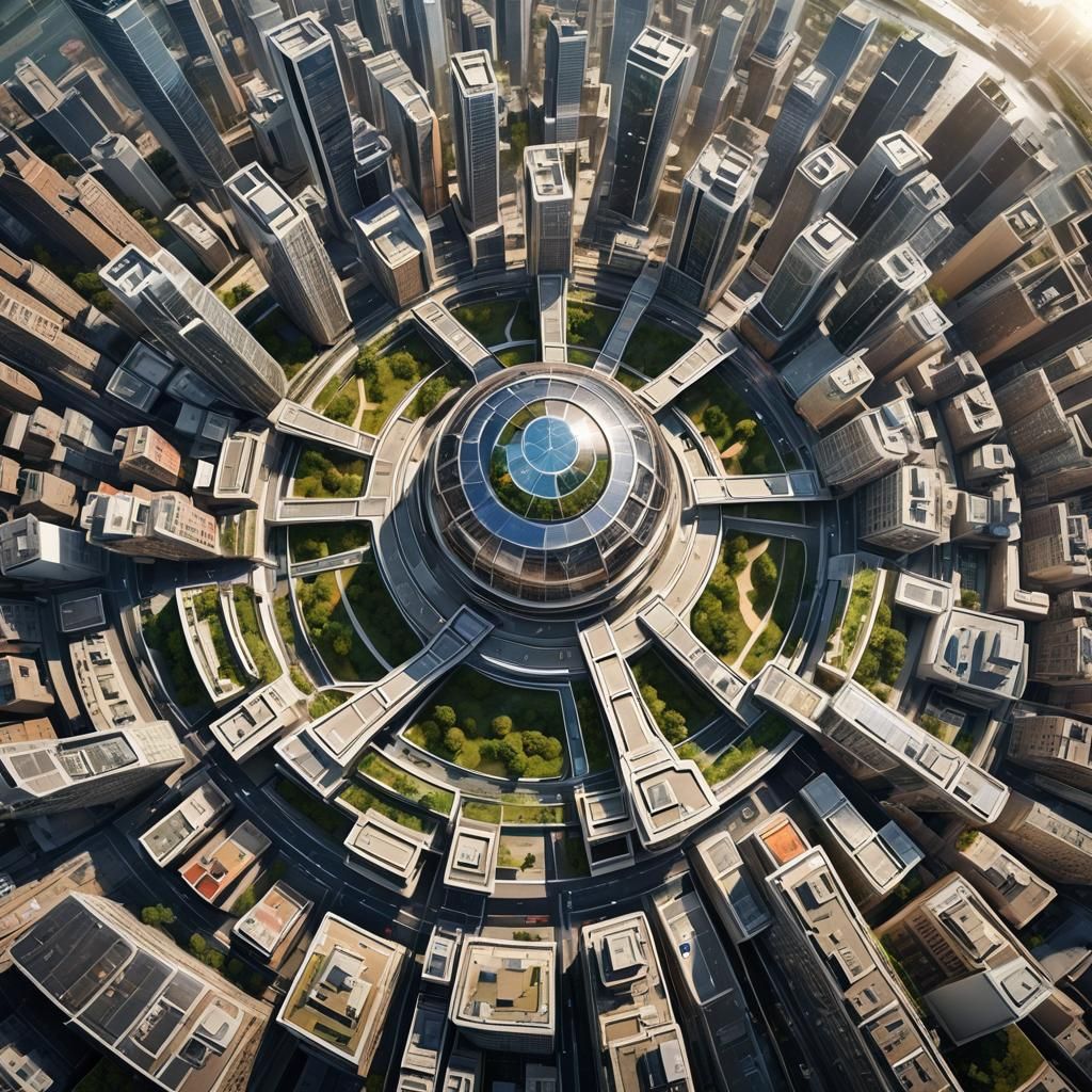 Futuristic Sustainable Cityscape with Holographic Displays