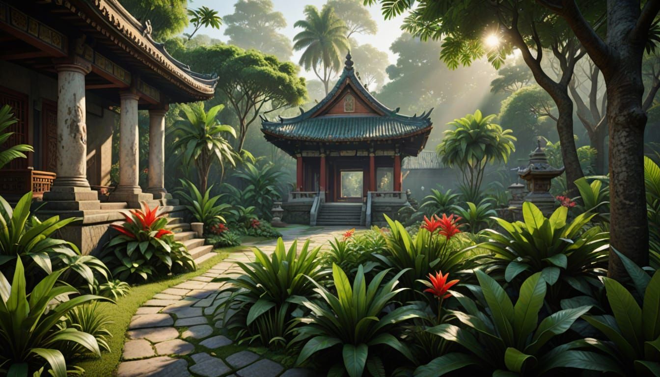 Tropical Chi Garden Temple in Ultra HD Realism