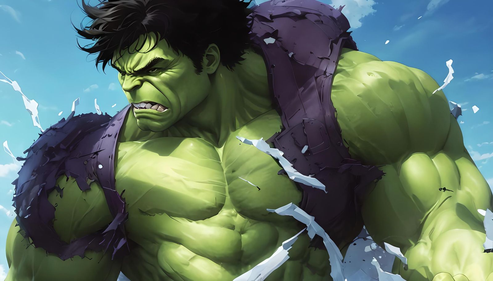 Hulk Rages: Anime Key Visual in Manga Style