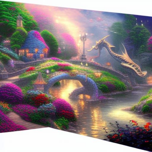 Adorable Dragon Woman in Ethereal Fantasy Landscape