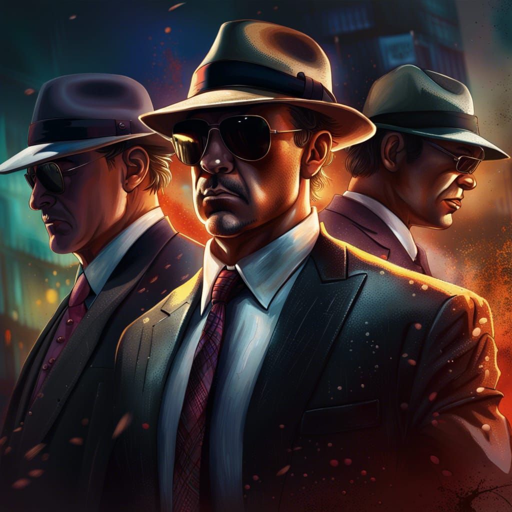 Australia Mafia Portrait in Hyperrealistic Splash Art