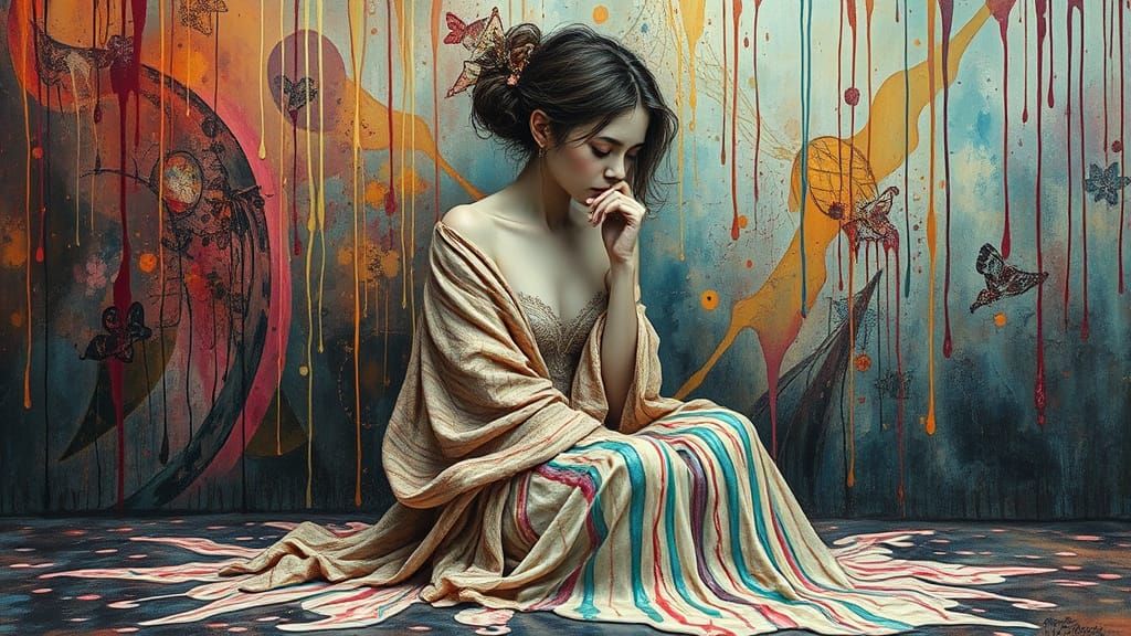 Vibrant, Dreamlike Surrealism in Dripping Paint