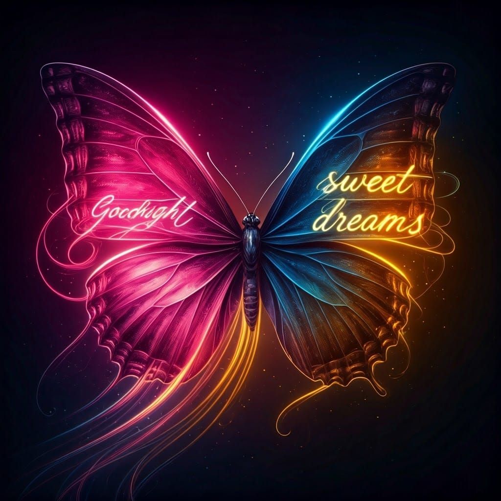 Luminous Butterfly with Goodnight Sweet Dreams Message