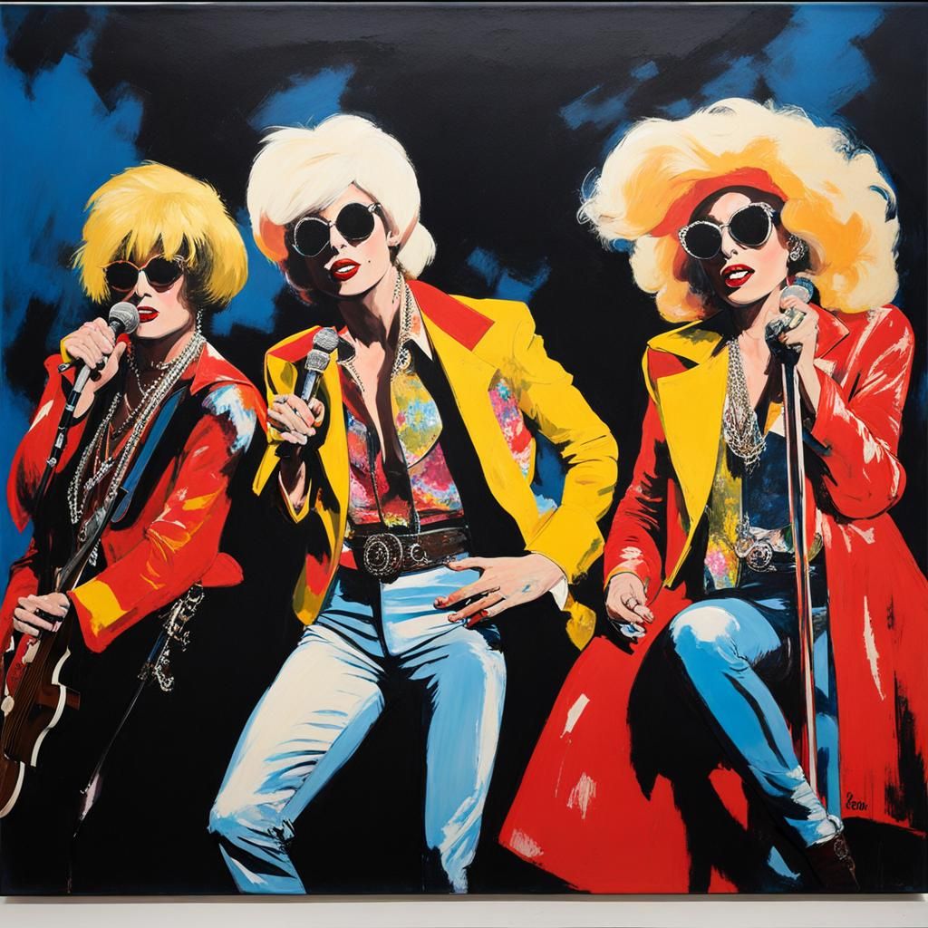 Rock Stars in Drag: A Warhol-esque Painting
