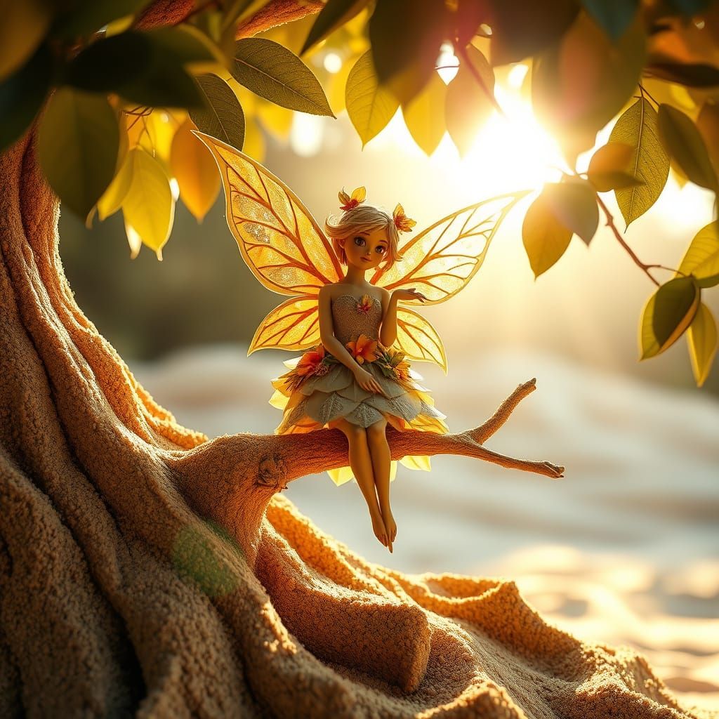 Sand Fairy Sculpture in Hyperrealistic Digital Art