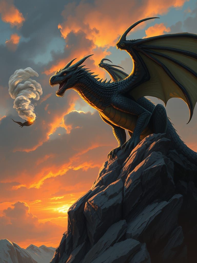 Dragon Fire Fail: Smoke and Spark on Rocky Outcrop