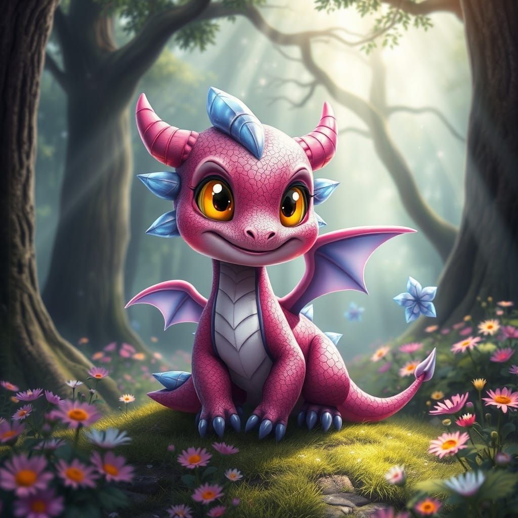 Charming Dragon Emerges in Whimsical Glen