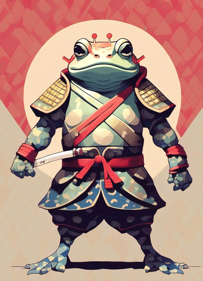 Toad Samurai with Boxing Glove in Anime Style