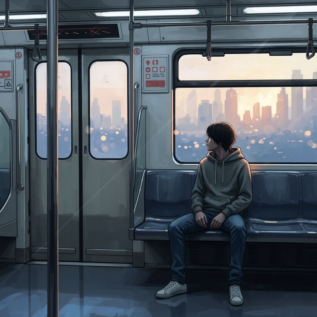 Lone Figure in Empty MRT Carriage