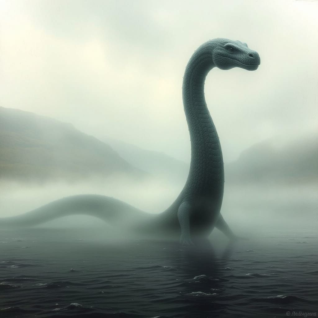 Majestic Loch Ness Monster in Mysterious Scottish Highlands