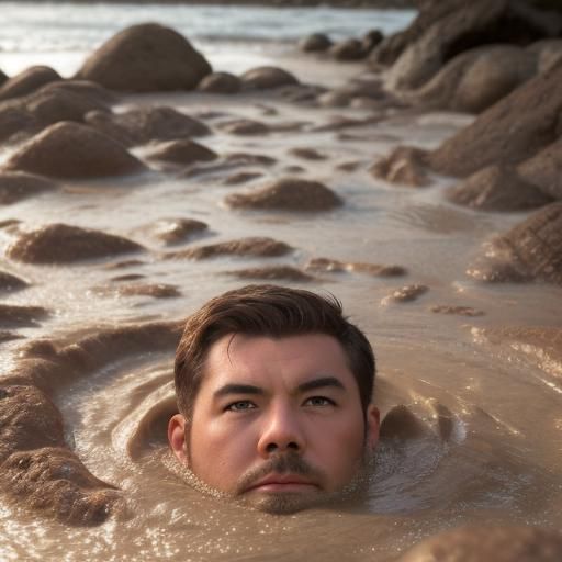 Man Sinking in Quicksand: Professional Photography