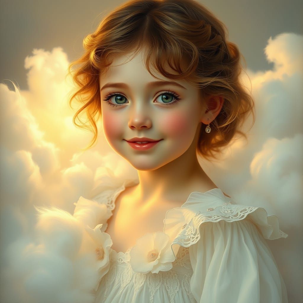 Serene Angelic Beauty in Ethereal Glow
