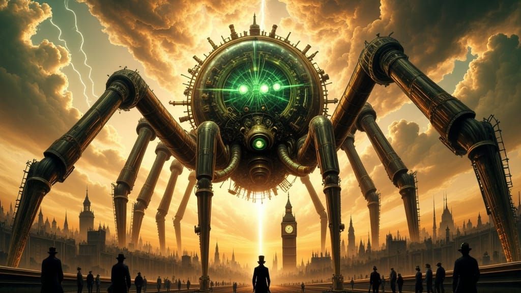 Colossal Steampunk War Machine Over Victorian London