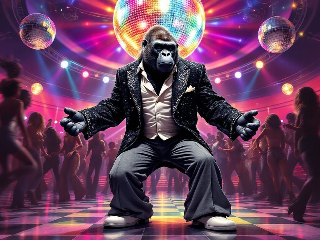 Majestic Disco Gorilla in Polyester Suit