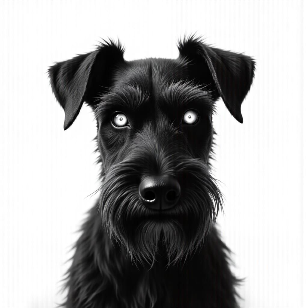 White Background, Black Schnauzer